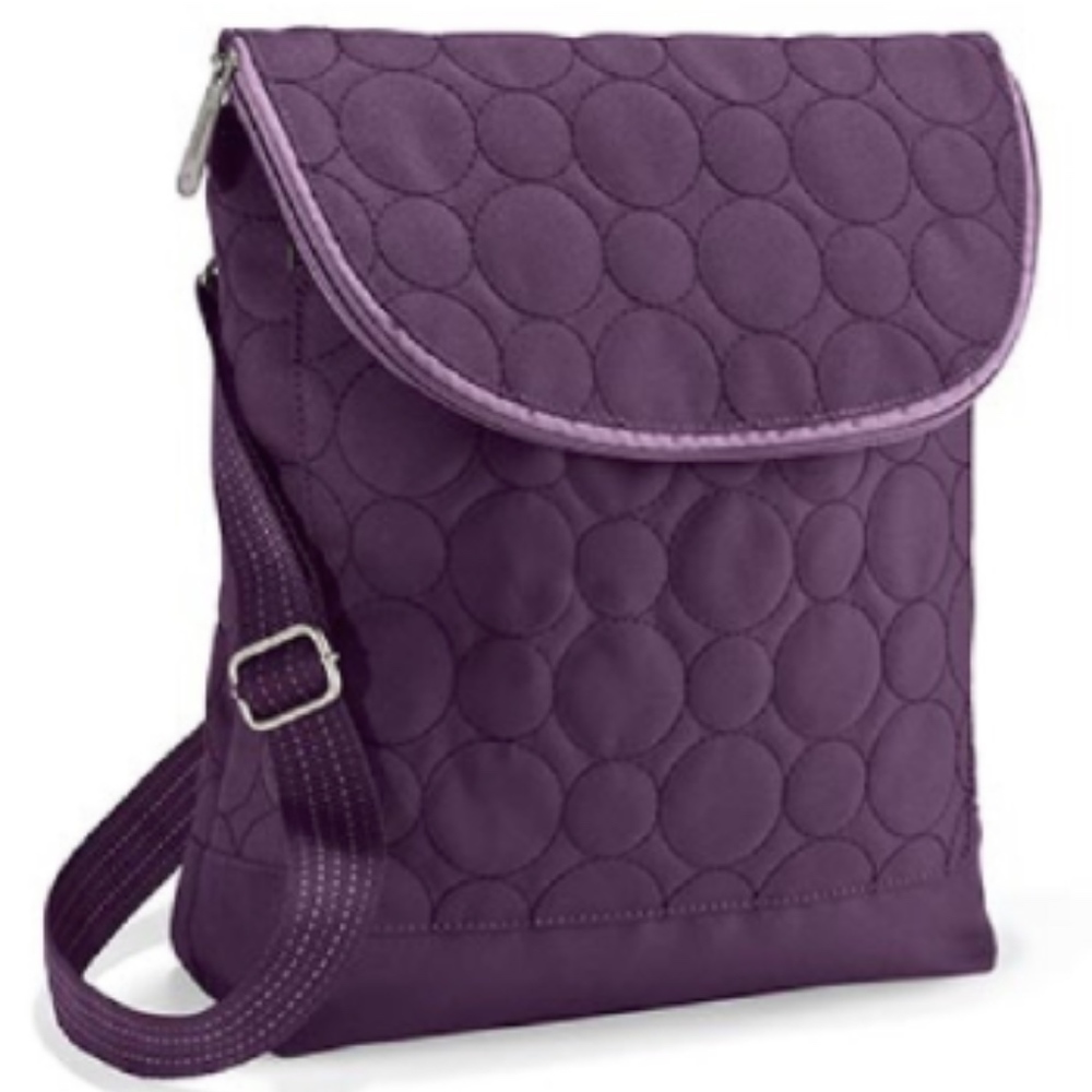 Vary You Plum Backpack Purse with Quilted Dots